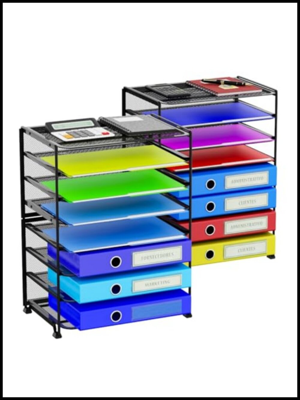 8 Tier Letter Tray Mesh Desk File Organizer Stackable Office School 2 Pack